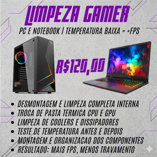 Limpeza Completa PC Gamer e Notebook Gamer | Pasta Térmica | Vynex