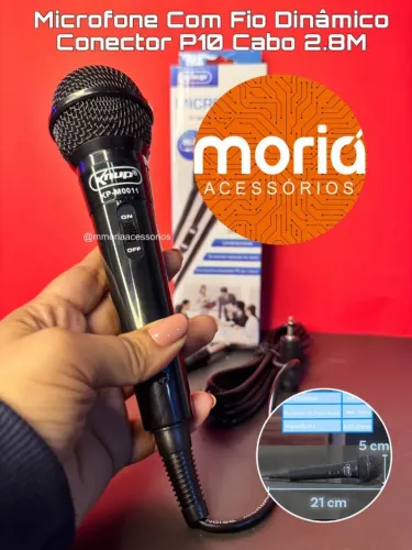 Microfone com Fio Dinâmico Profissional Kp-m0011 Preto Frequência 100~12khz