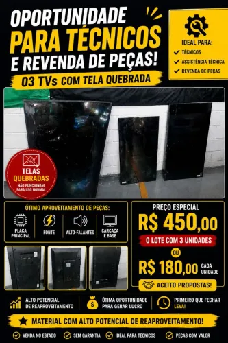 Smart TV Samsung com Tela Quebrada - Ótimas para Peças - Preço Imperdível