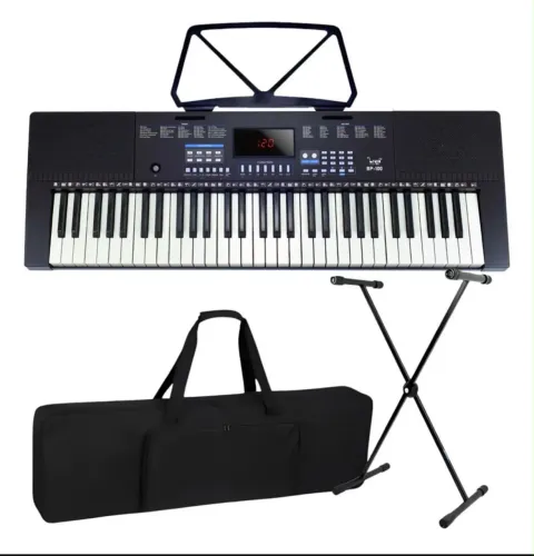 Teclado seminovo kit iniciante com acessórios