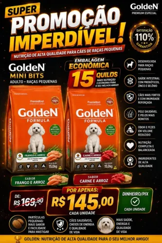 Ração Premium especial golden 15kg, PROMOÇÃO, FAZEMOS ENTREGAS EM TODO DF 