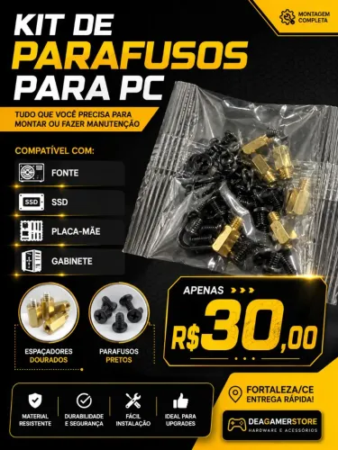 KIT DE PARAFUSOS PARA GABINETE PC - R$ 30 ENTREGA RÁPIDA EM FORTALEZA E REGIÃO
