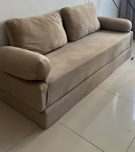 Sofá cama dois lugares 183cm bege - sem encosto
