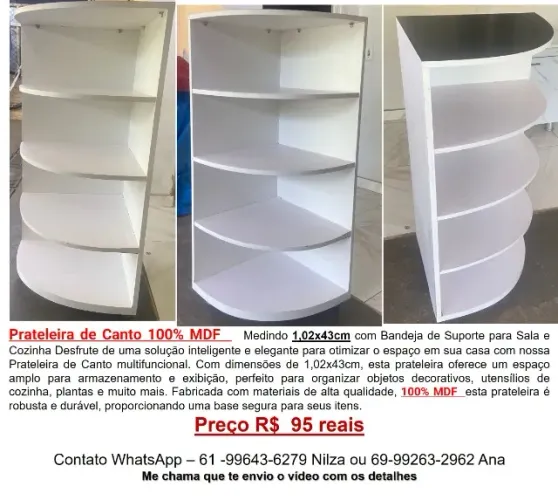 Prateleira de Canto 100% MDF    