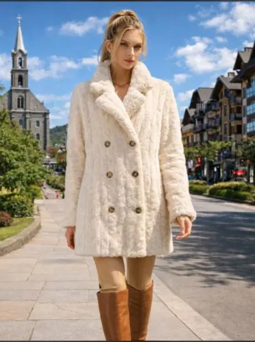 Casaco Off White Pelúcia GG