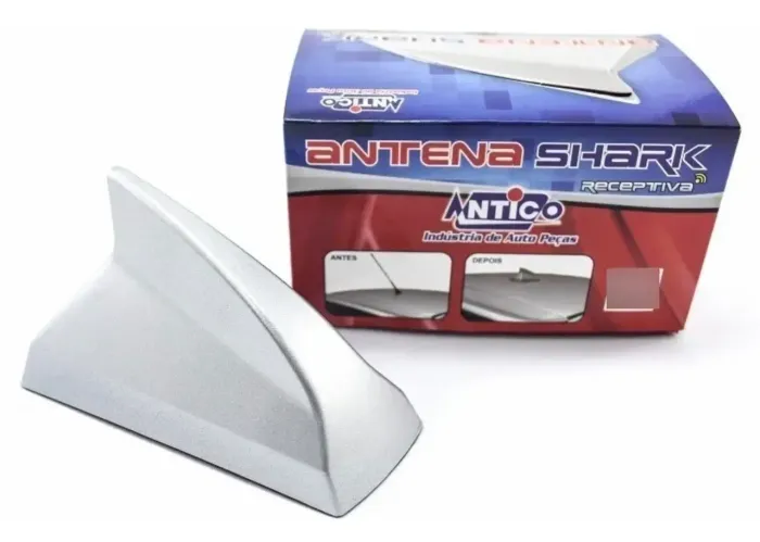 Antena Shark Celta Corsa Astra Sedan Zafira 14cm Prata