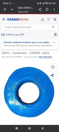 Rolo de cabo Conducell 10mm 100m azul 