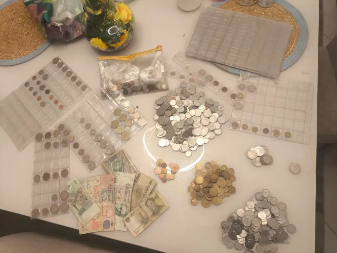 Moedas antigas e cédulas 