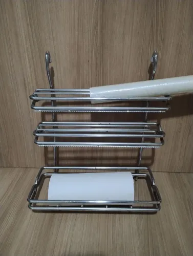 Papeleira, porta rolo de plástico filme e papel laminado..