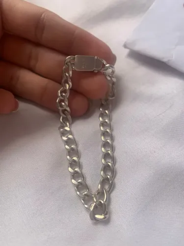 Pulseira Prata estilo Elo com limpador