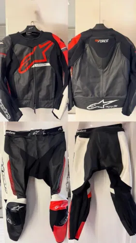conjunto Alpinestars GP Force de couro, duas peças (jaqueta + calça)