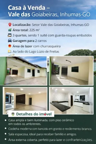 Vendo Casa 3/4, Vale das Goiabeiras - Inhumas - Go