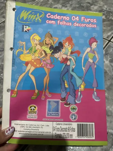 folha fichário winx anos 2000 vintage