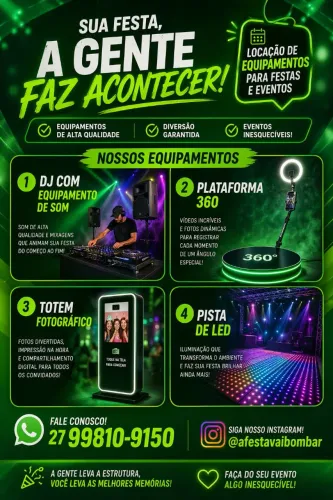 Pista de LED, DJ, Plataforma 360 e Totem Fotográfico 