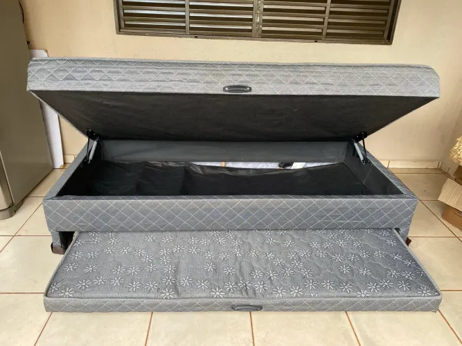 Cama Box Solteiro com Baú e Cama Auxiliar