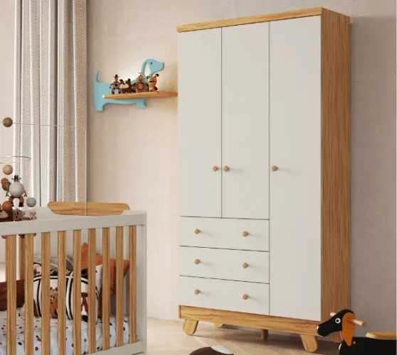 Guarda Roupa Infantil Pingo 3 Portas Lisa, 100% MDF (Novo)