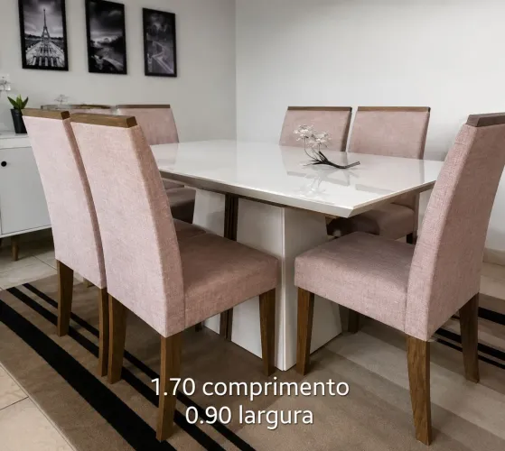 Mesa 6 cadeiras tampo vidro 