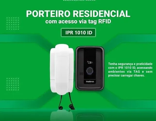 'PORTEIRO ELETRÔNICO (interfone) INTELBRAS IPR 1010 ID; Kit completo instalado'