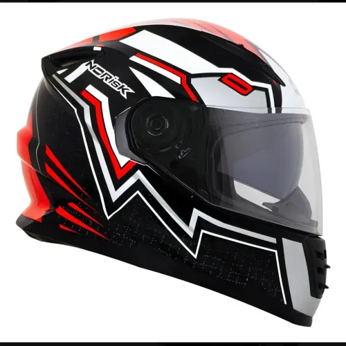 Capacete Norisk Ff302 com rádio comunicador tam 58 Wizard Vermelho Viseira Solar