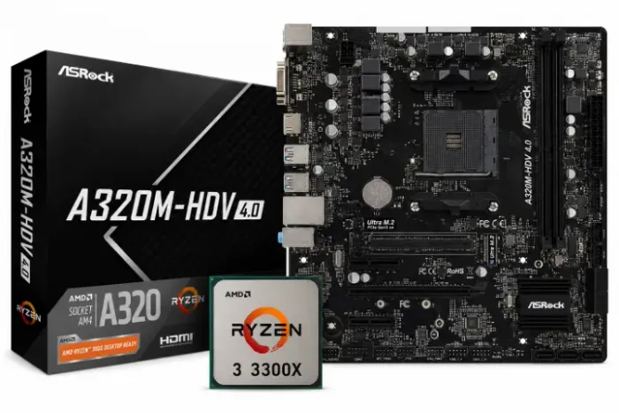 Kit Upgrade Ryzen 3 3300X + Placa-Mãe A320M-HDV 4.0 (com Slot M.2)
