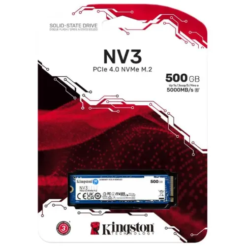SSD NVMe 500GB Kingston NV3 5000Mb/s - NOVO
