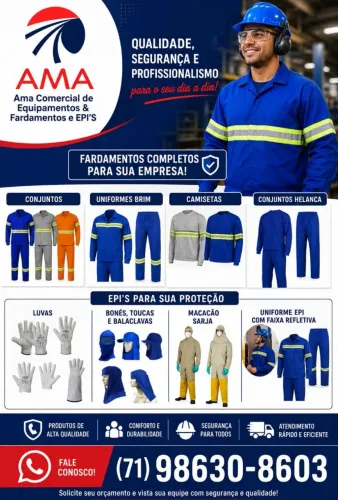 Fardamentos para a empresa e Equipamentos de proteção individual