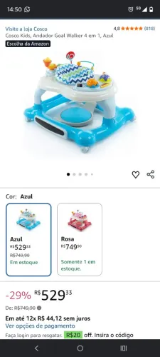 Andador 4 em 1 com centro de atividades