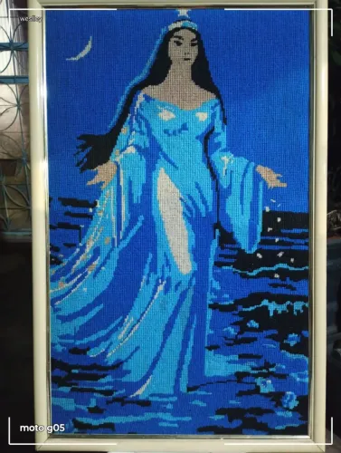 Quadro artesanal de Iemanjá, tipo tapeçaria
