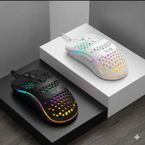 MOUSE TCN 4 BOTOES 2400DPI PRETO E BRANCO 
