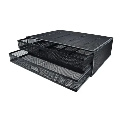 Suporte de Monitor e Notebook em Metal com 2 Gavetas Organizadoras