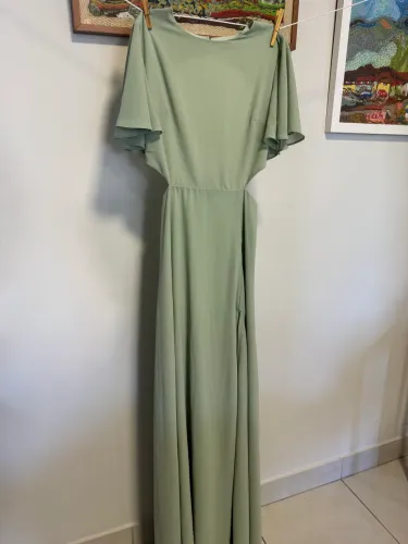 Vestido Longo Shein Verde suave Com Recortes E Fenda