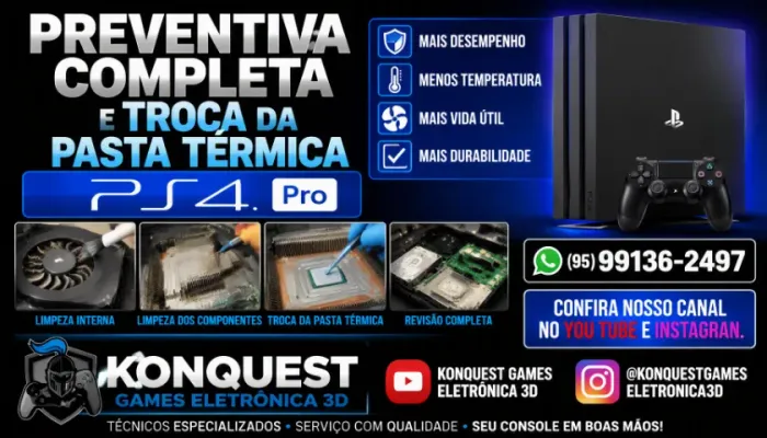 PREVENTIVA COMPLETA + TROCA DA PASTA TÉRMICA PS4 PRO