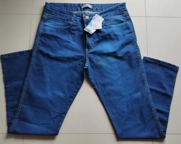 Calça jeans 46 masculina/senhores/modelo reto