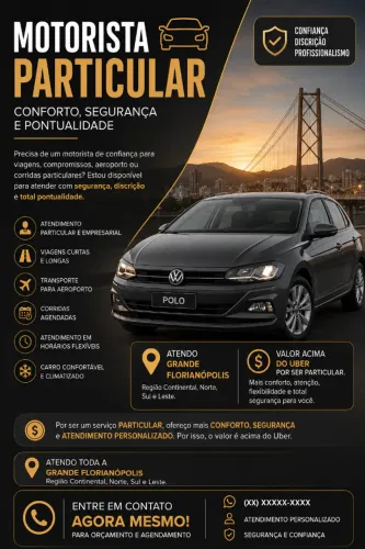 Motorista Particular Grande Florianópolis e região.