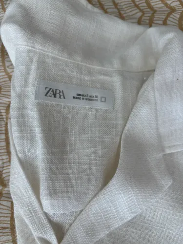 Camisa Zara Linho Branca Masculina Manga Curta Tamanho S Original