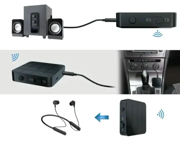 Transmissor e receptor de áudio Bluetooth RX TX