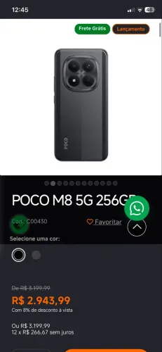 Celular Xiaomi poco m8 256Gb