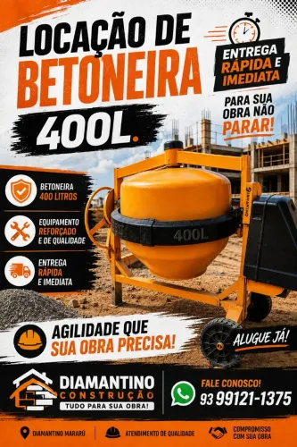 ALUGUEL DE BETONEIRAS 400L