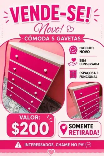Vendo cômoda 5 gavetas nunca usada !!