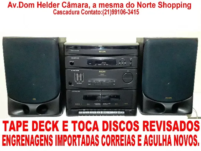 Aparelho de som Philips AS 425 tape deck OK Toca discos, ampli, Fm, caixas 3 vias novinho