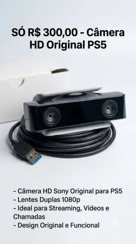 Câmera HD Sony Original para PS5 (1080p) - Seminovam Perfeita para Live/Streaming