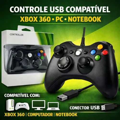 Controle USB compatível com. Xbox 360 e Pc e notebook 