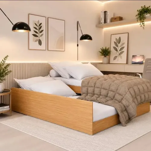 Cama multifuncional bicama MDF Claro Nature Tebar