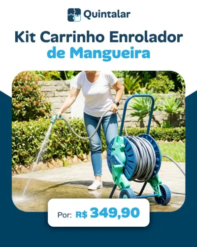 Kit Carrinho Enrolador de Mangueira