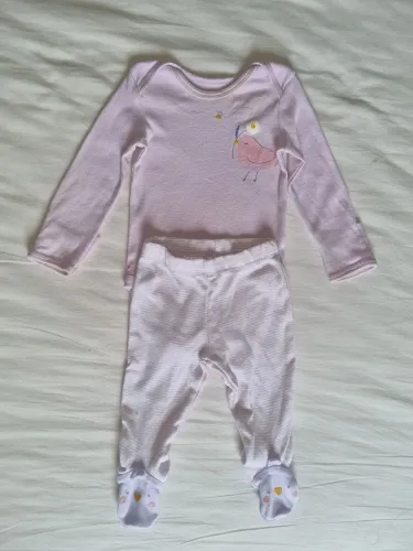 Conjunto Carter's passarinho Body manga longa + calça com pezinho 3M