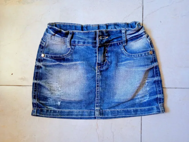 Mini saia jeans infantil 8 anos