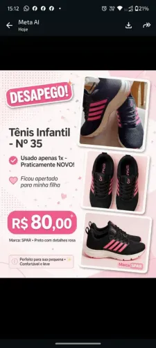 Tênis feminino semi novo n35