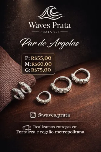 Par de Argolas Vários Tamanhos Prata 925