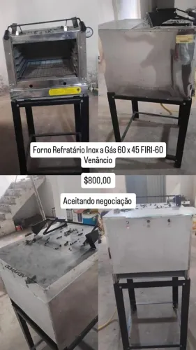 Forno refratário inox a gás 60x45 Venâncio