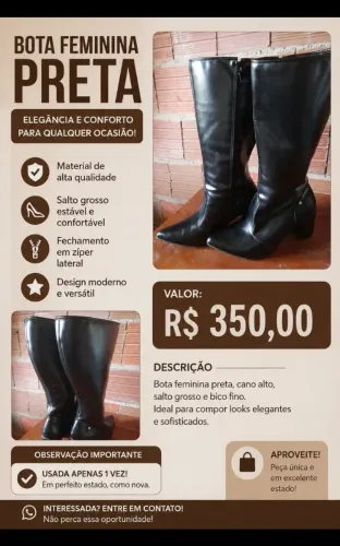bota muito boa confortável,cano alto zíper na lateral